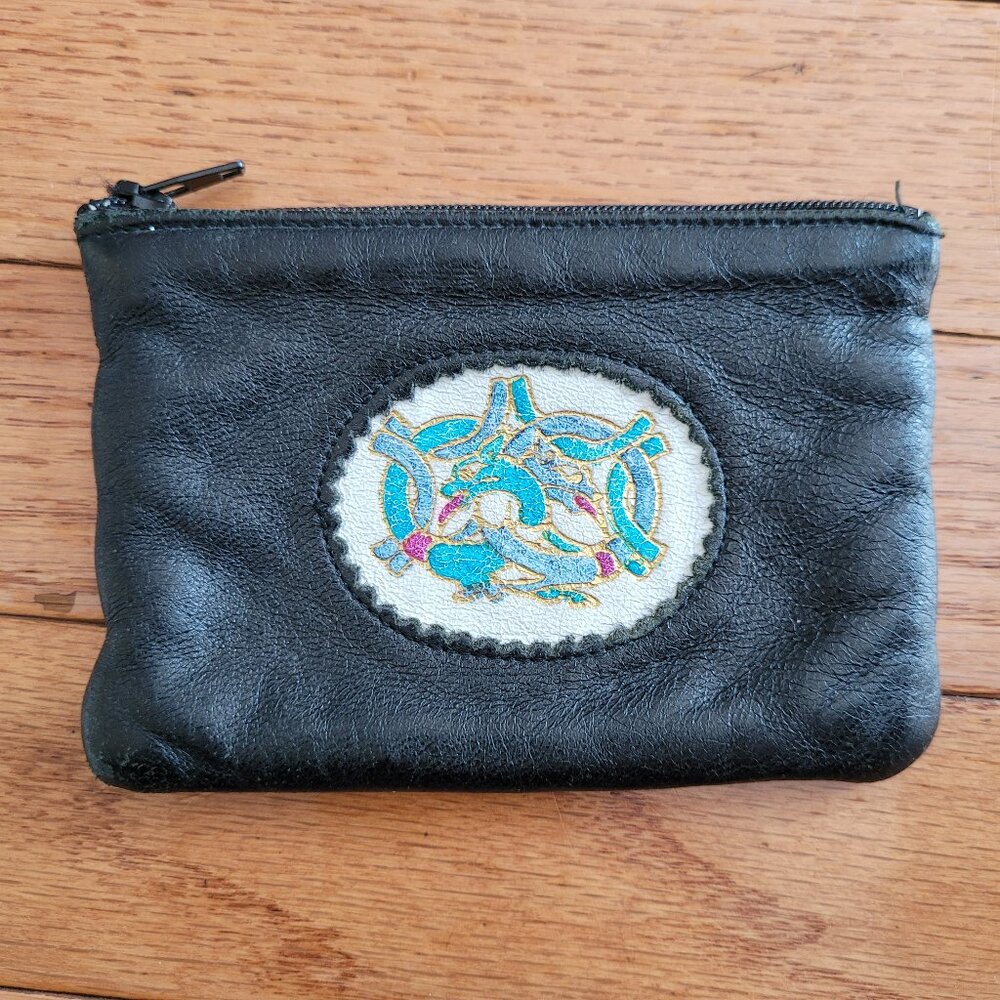 Tinnakeenly Leathers Irish Leather Coin Purse Celtic Dragon Knot Zip